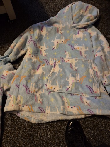 Unicorn oodie blue with hood - oodie,